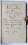 Anonym Schatzkammer einer hertzlichen Andacht zu Gott, Maria, der unbefleckten Jungfrauen, und besonderen Heiligen… zur täglichen Seelen Bereichung allen frommen Christen eröfnet. Deutsche Handschrift auf Papier.